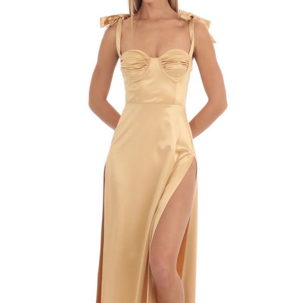 NWT Gold Satin Maxi Dress